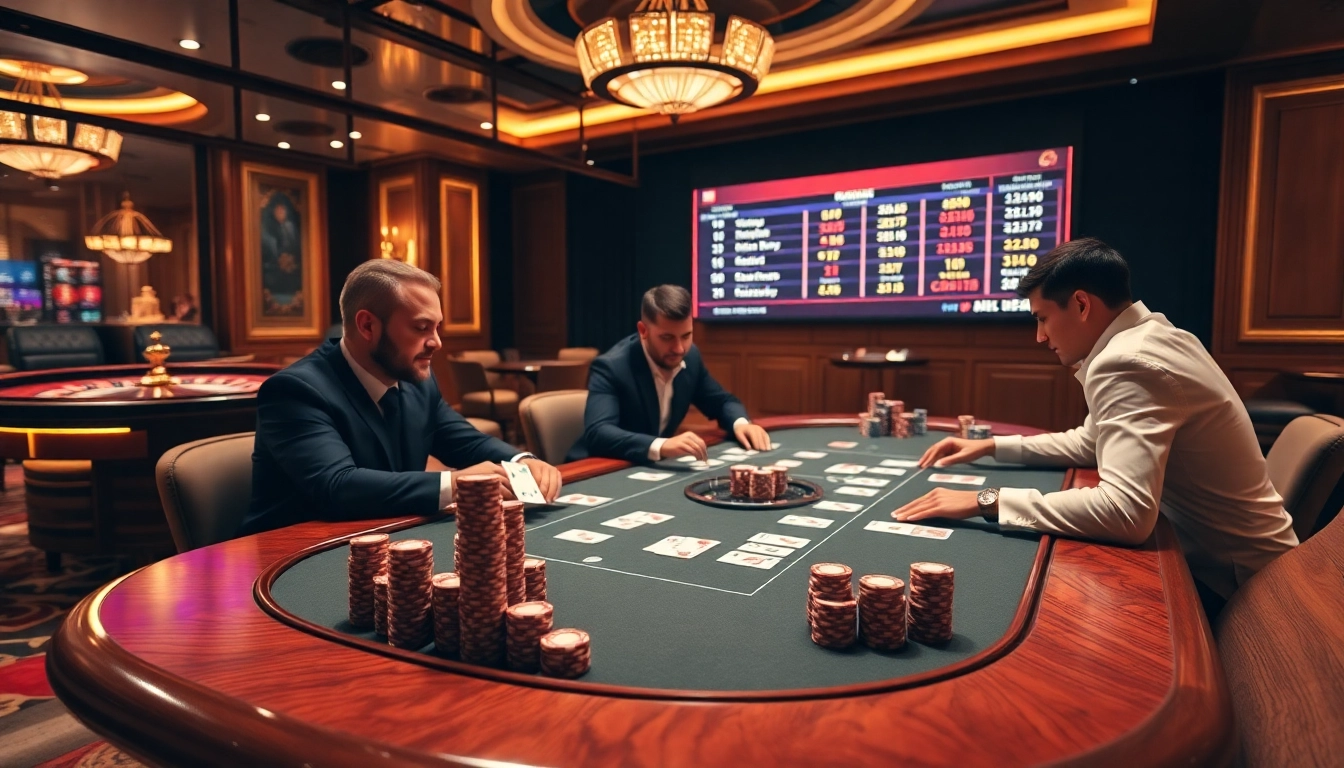 Experience the excitement of ketquabongda with intense poker gameplay in a luxurious casino atmosphere.