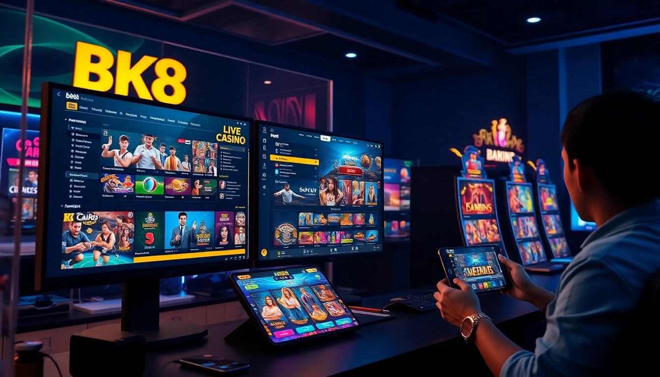 Engaging gaming scene for bk860s.com showcasing sports betting and casino games.
