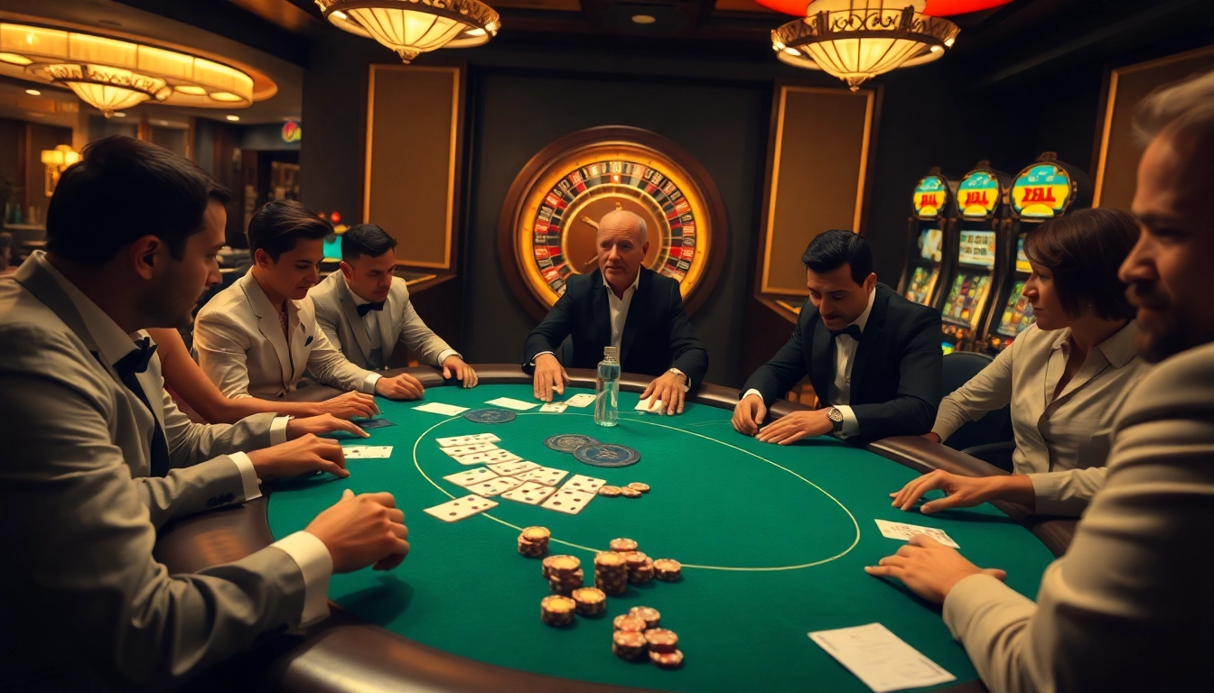 68VIP poker table scene showcasing excitement and luxury in a casino environment.