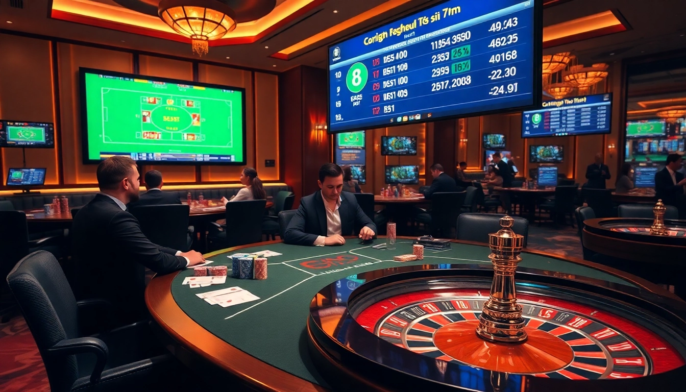 Live scores from tỷ số 7m enhance the thrilling atmosphere of a vibrant casino.