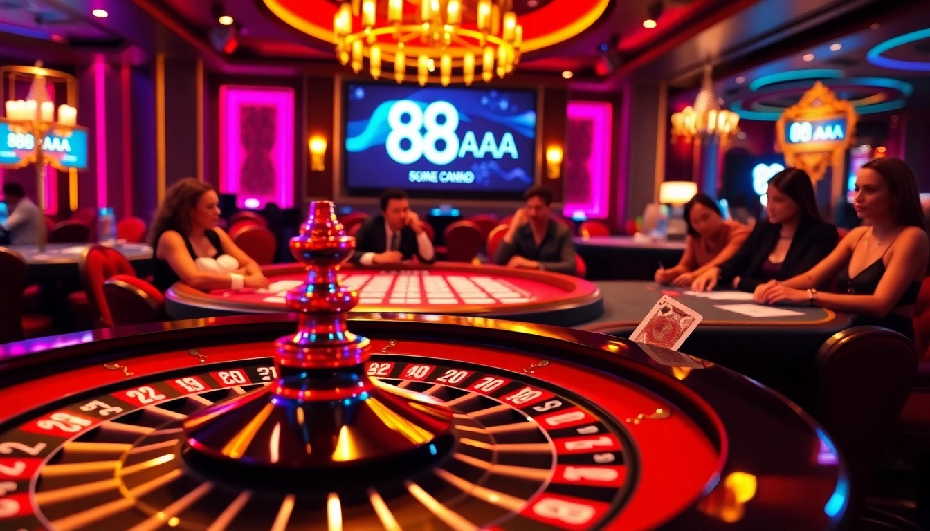 Experience the thrilling action of 88 AA with stylish players at a luxury casino.