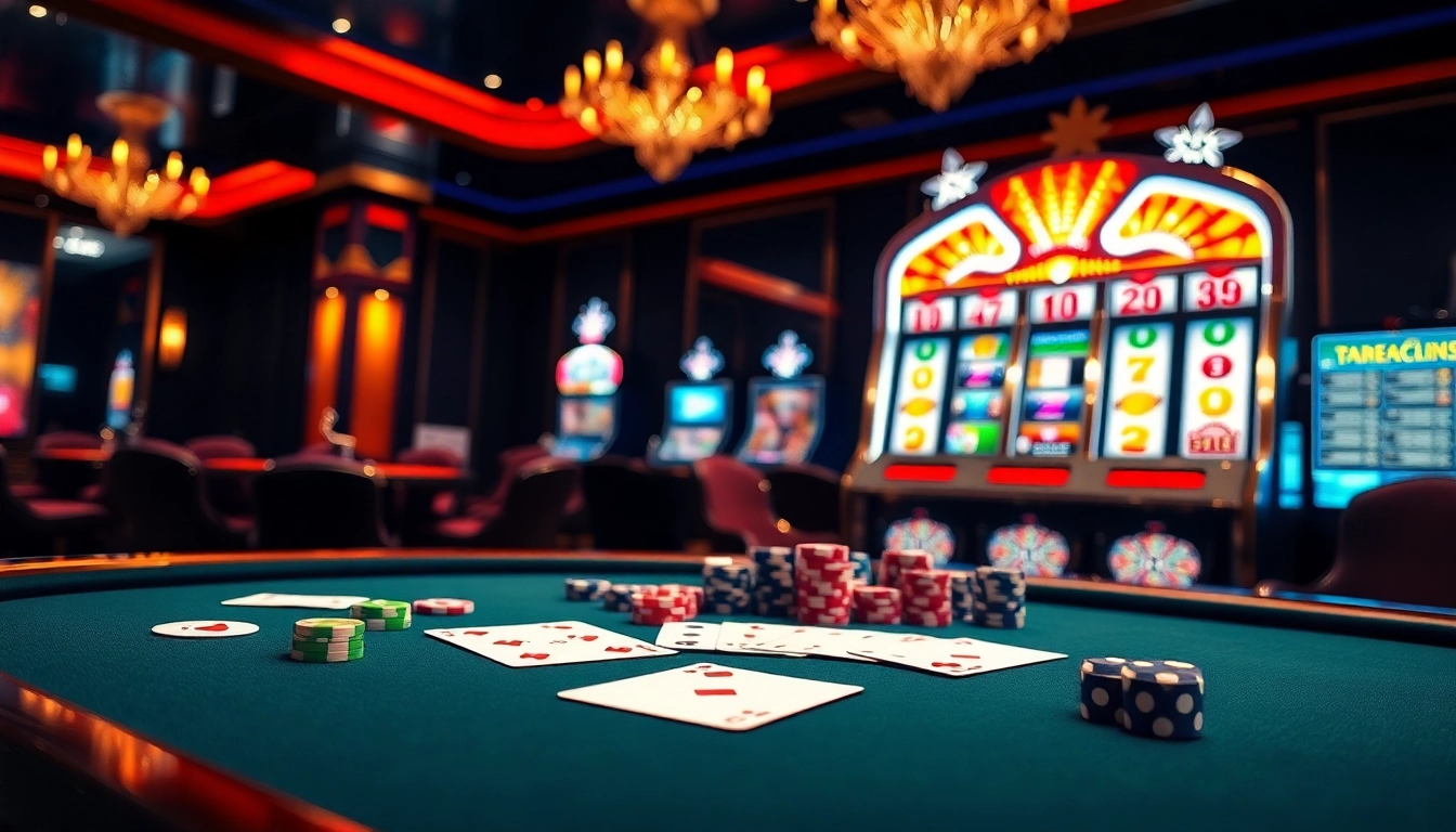 Experience the excitement at rikvip.gb.net with poker chips and dice in a luxurious casino.