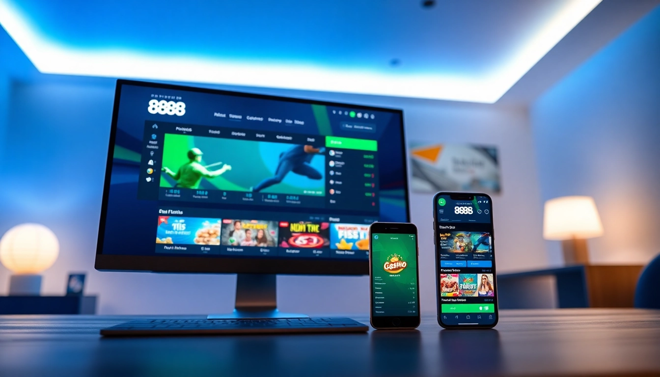 Online betting platform 888b.rodeo displayed on devices with engaging gaming features and vibrant colors.
