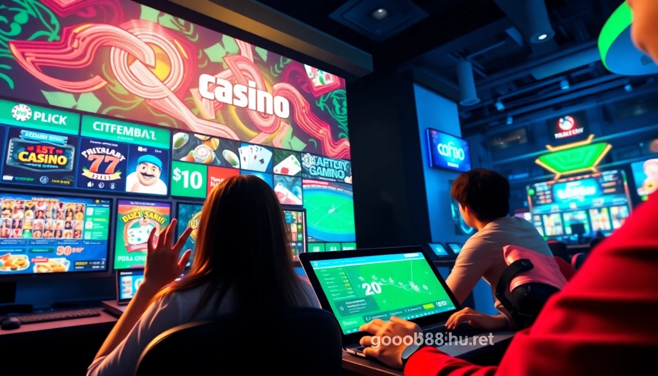 Exciting online gaming scene featuring good88.hu.net, showcasing casino games and a vibrant digital interface.