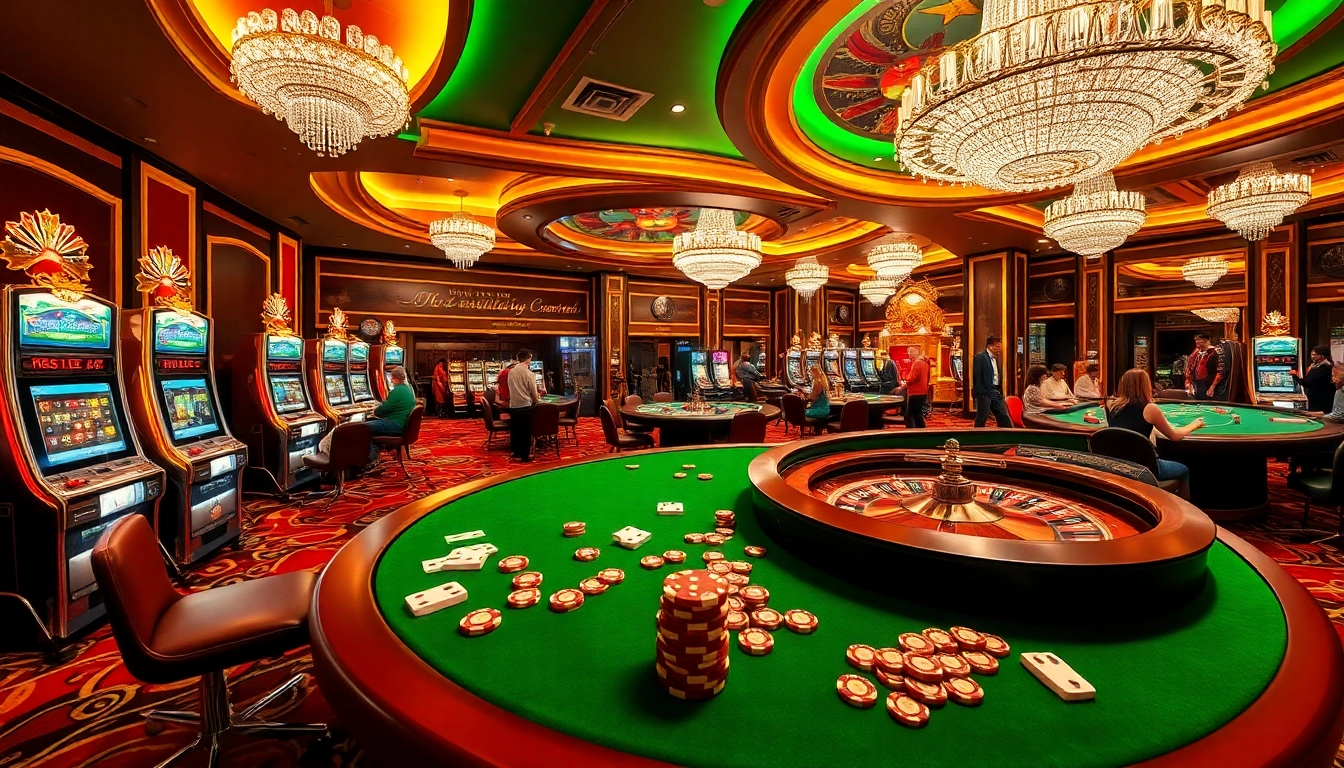 Enthusiastic players enjoying gambling action at a luxurious casino featuring tables from https://tintuceva.net/.