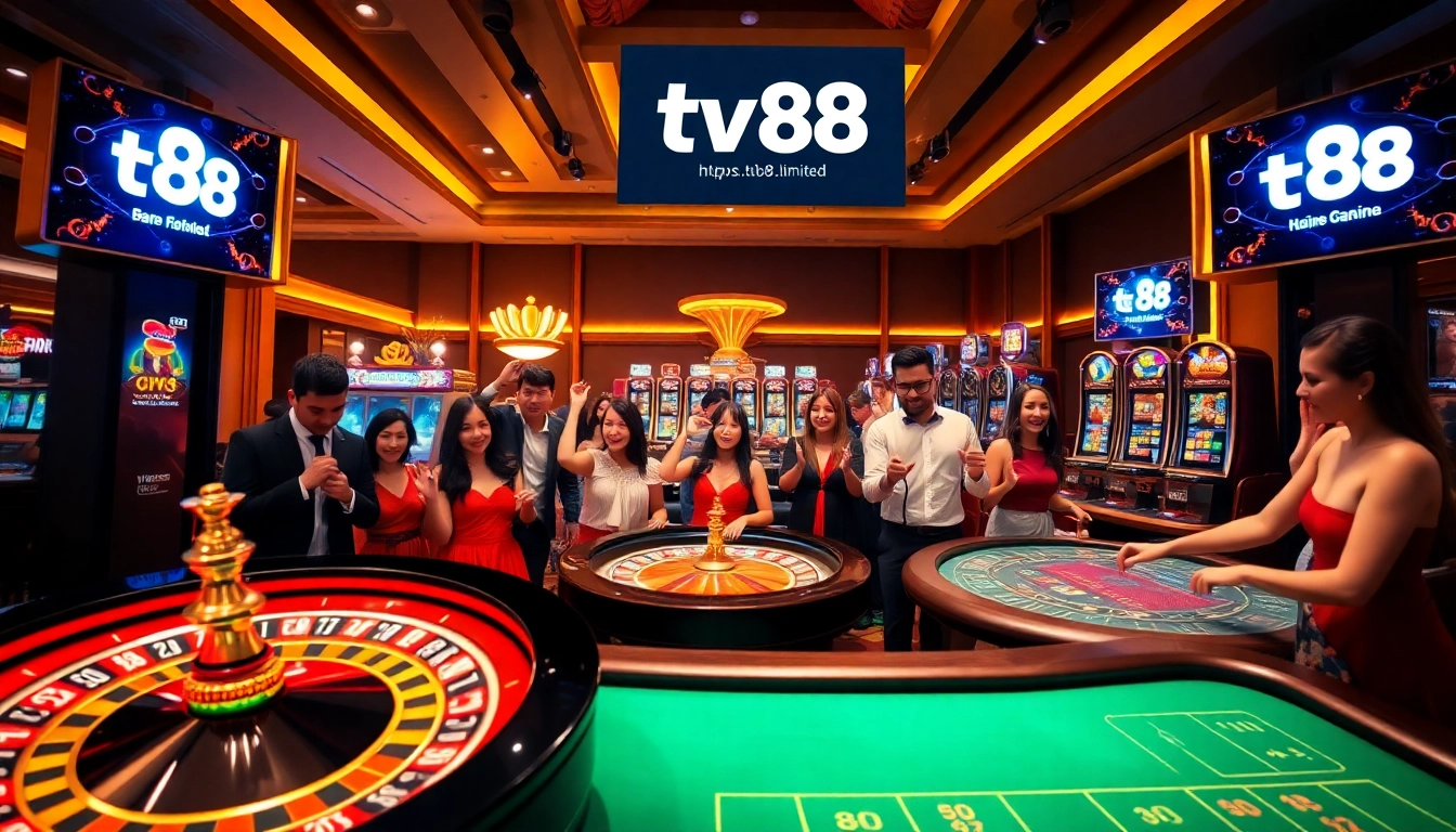 Experience excitement at https://tv88.limited/ with diverse games like poker and slots in a vibrant casino setting.