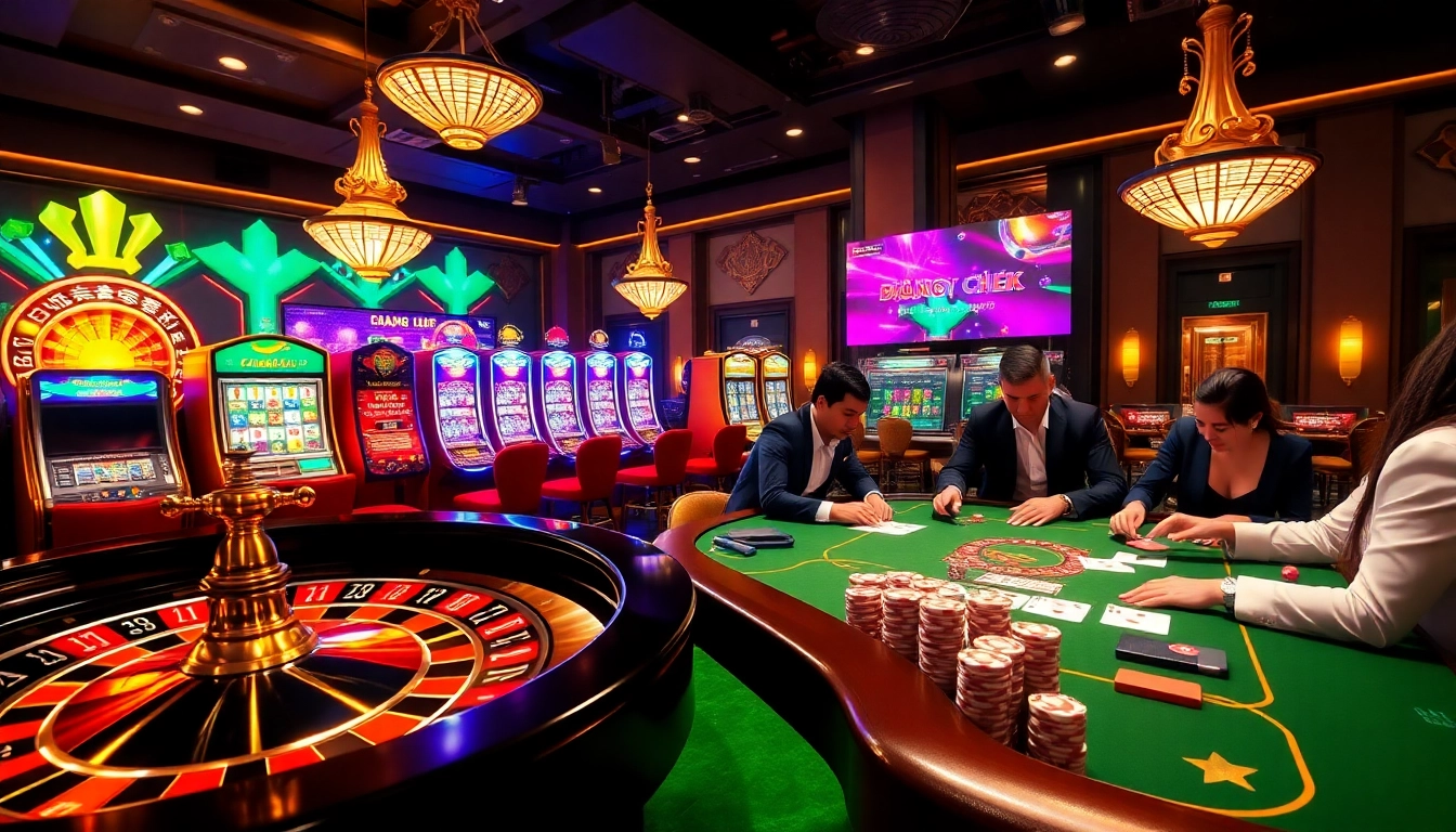 Exciting casino scene showcasing gambling elements and Trang chủ layout in a luxurious setting