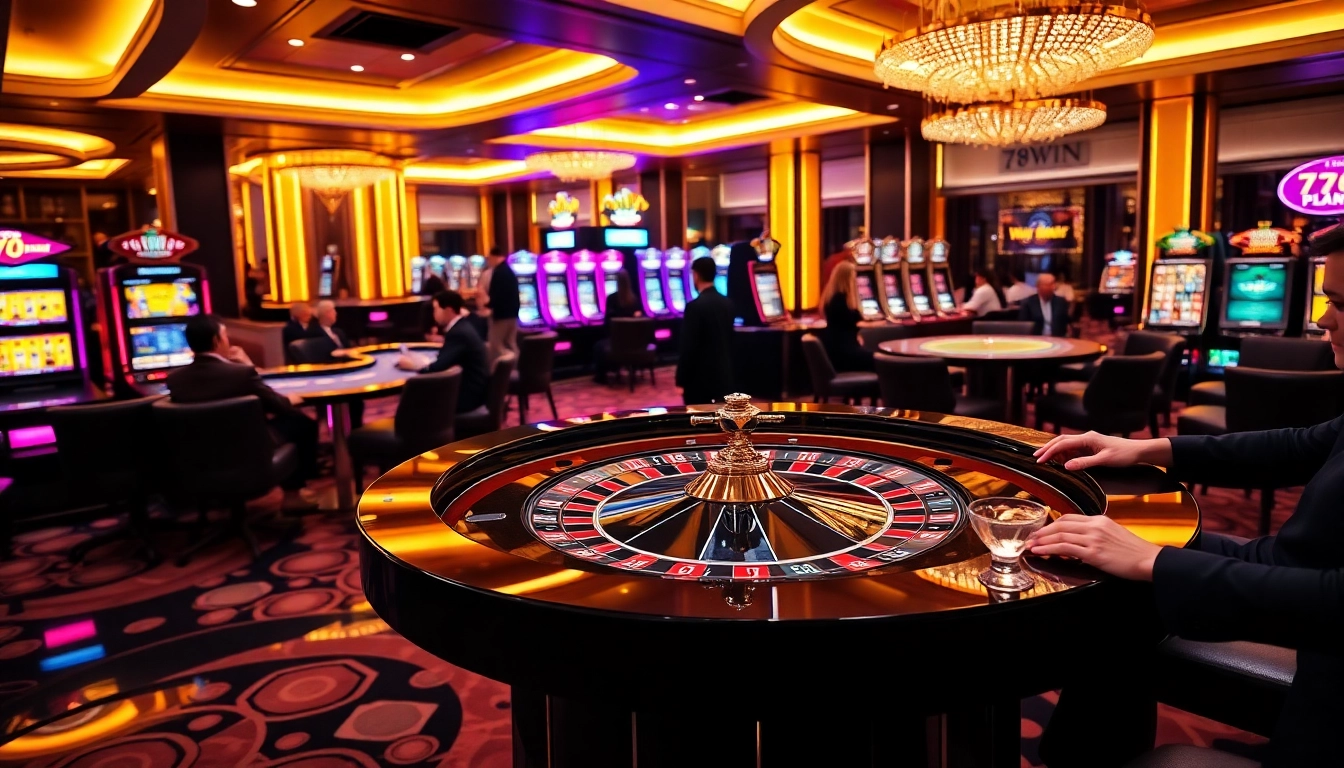 Experience the excitement at 78WIN with vibrant casino games and elegant decor.